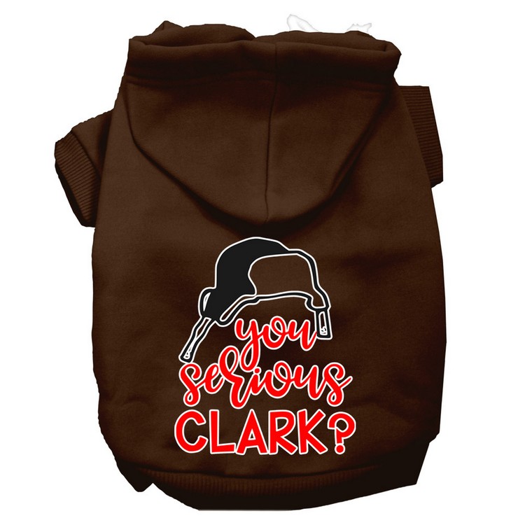 You Serious Clark? Screen Print Dog Hoodie Brown XS